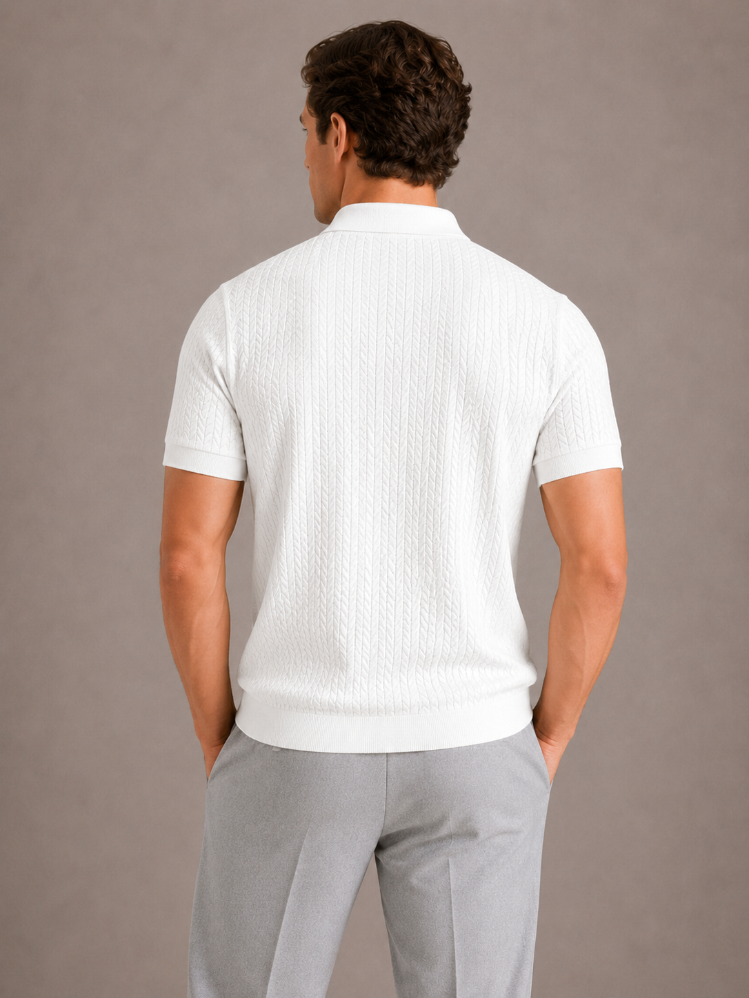 Polo texturé en tissage relief manches courtes coupe nette homme – Saint-Vaast