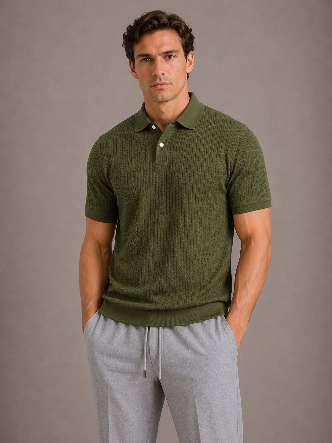 Polo texturé en tissage relief manches courtes coupe nette homme – Saint-Vaast