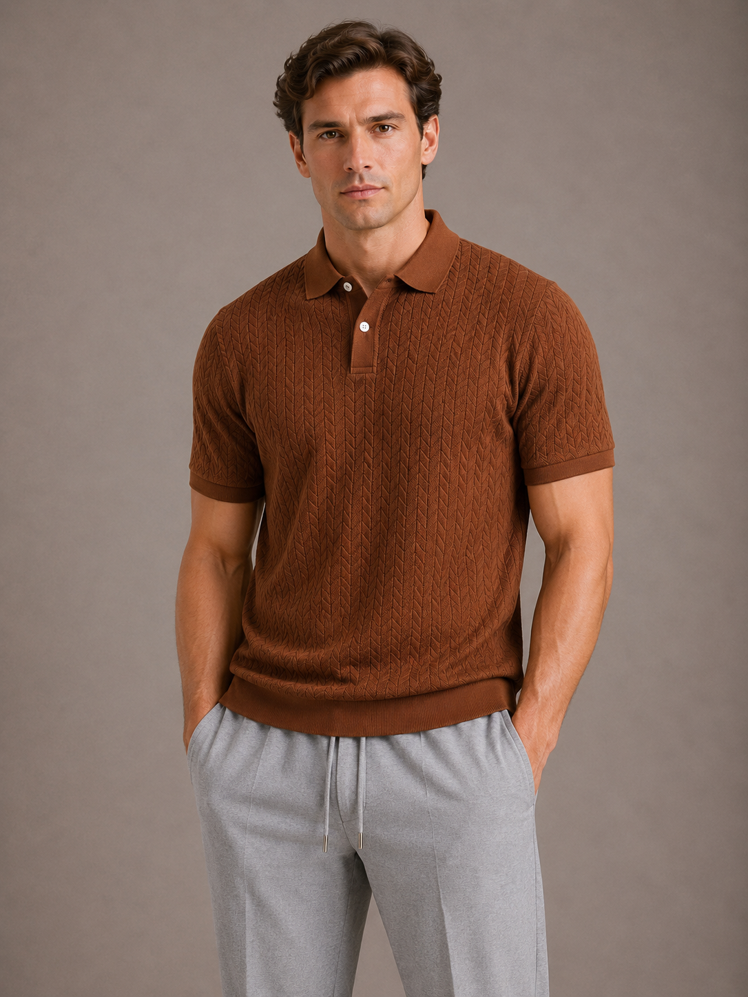 Polo texturé en tissage relief manches courtes coupe nette homme – Saint-Vaast