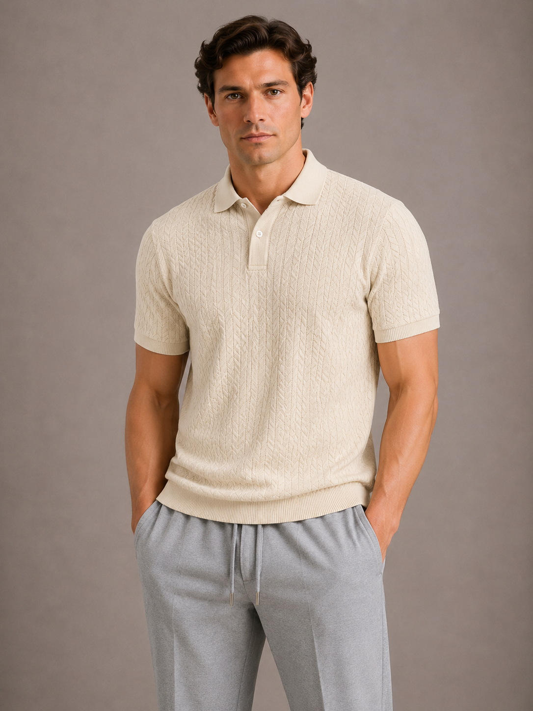 Polo texturé en tissage relief manches courtes coupe nette homme – Saint-Vaast