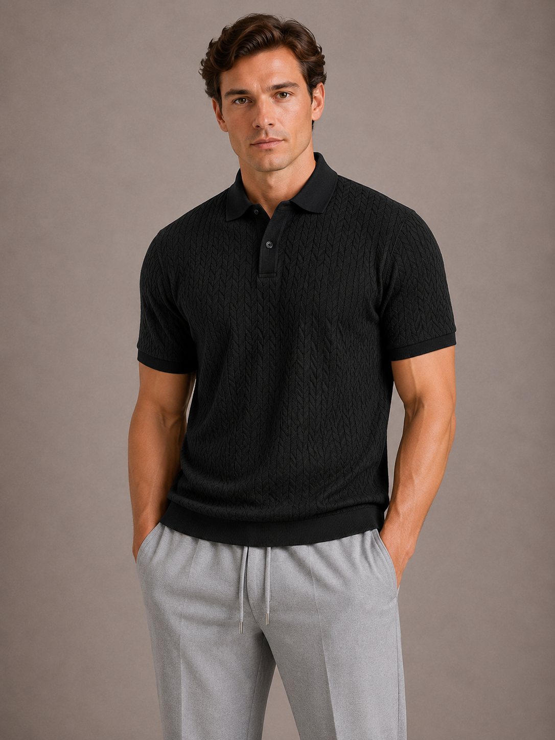 Polo texturé en tissage relief manches courtes coupe nette homme – Saint-Vaast