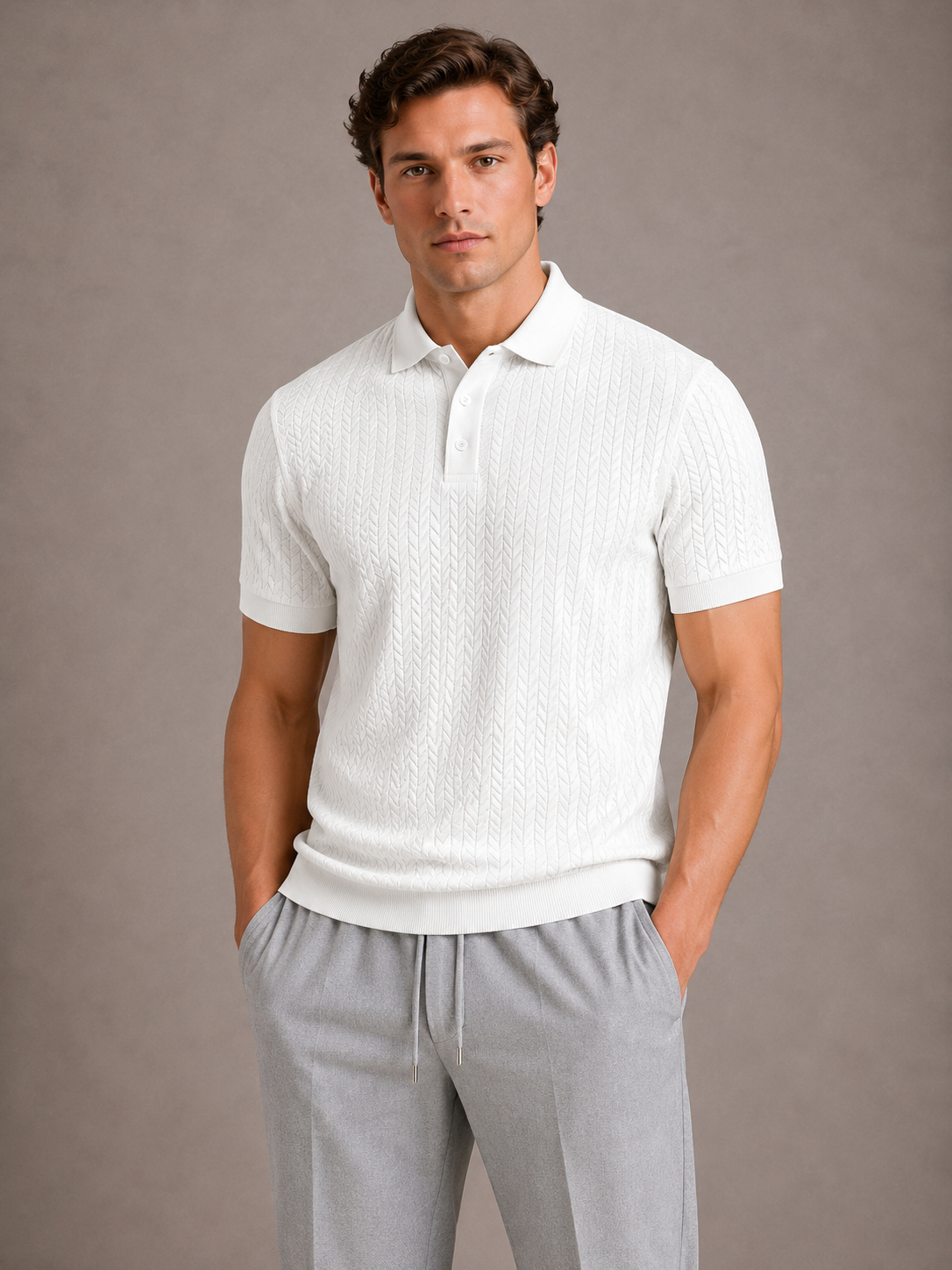 Polo texturé en tissage relief manches courtes coupe nette homme – Saint-Vaast
