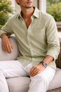Chemise en lin manches longues respirante coupe décontractée homme – Aber-Wrac'h
