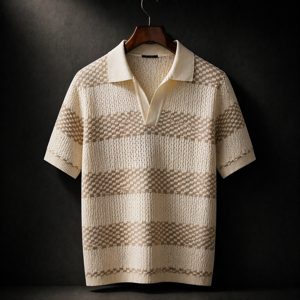 Polo en maille texturée à rayures