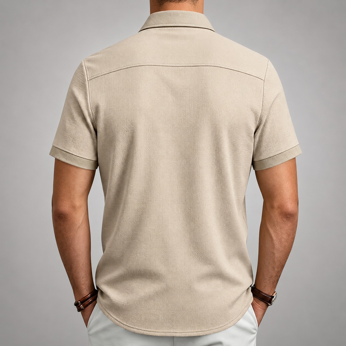 Chemise texturée boutonnée avec poche poitrine