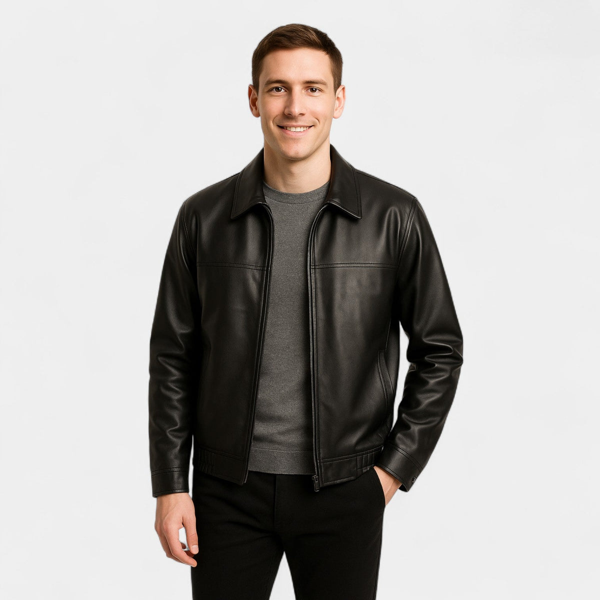 Manteau en cuir PU coupe ajustée silhouette élégante homme – Les Eyzies