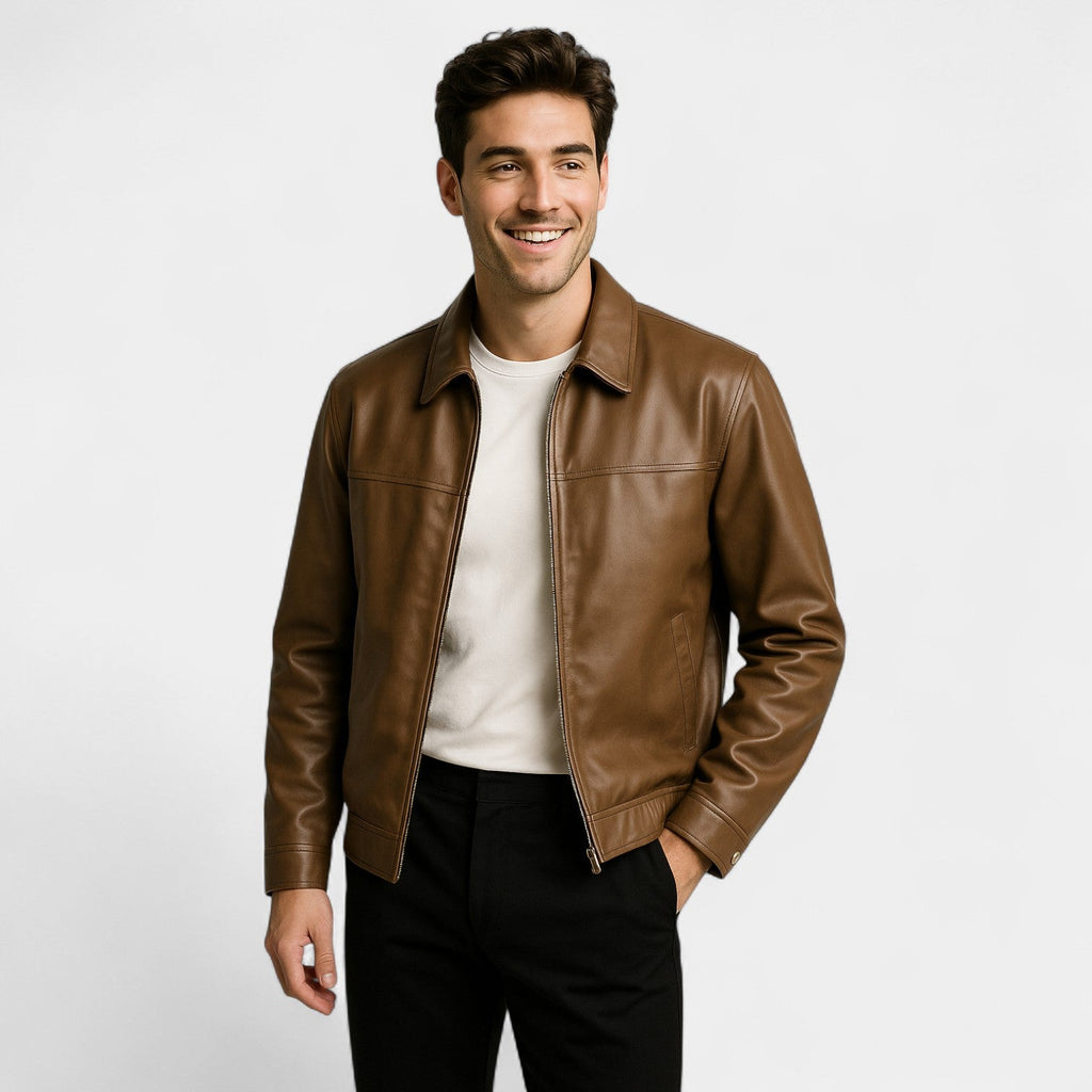 Manteau en cuir PU coupe ajustée silhouette élégante homme – Les Eyzies