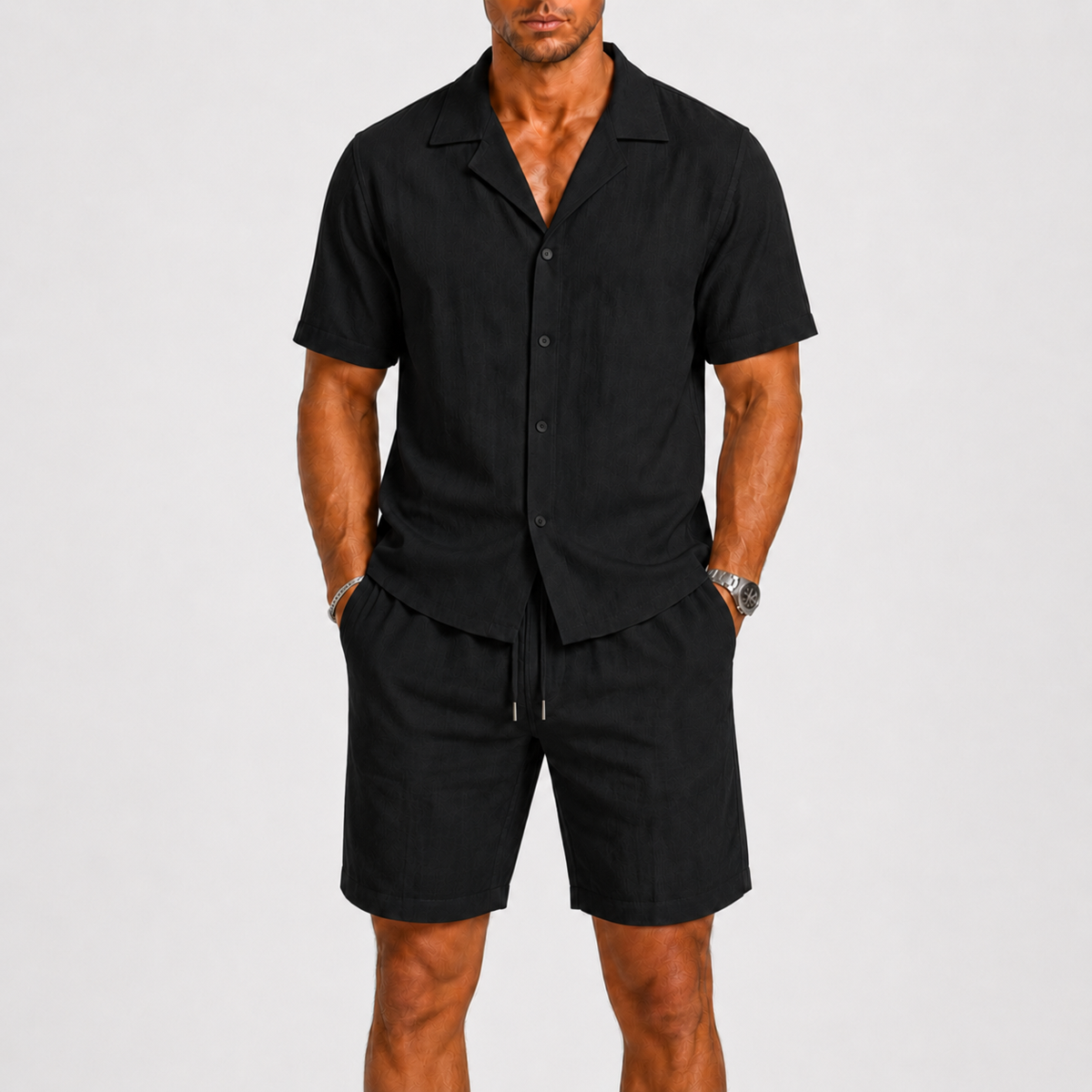 Ensemble en lin silhouette nette pour l'été au style intemporel homme – Marignan