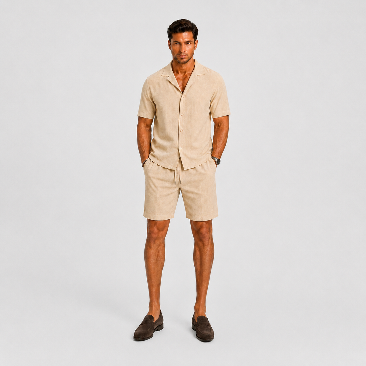 Ensemble en lin silhouette nette pour l'été au style intemporel homme – Marignan