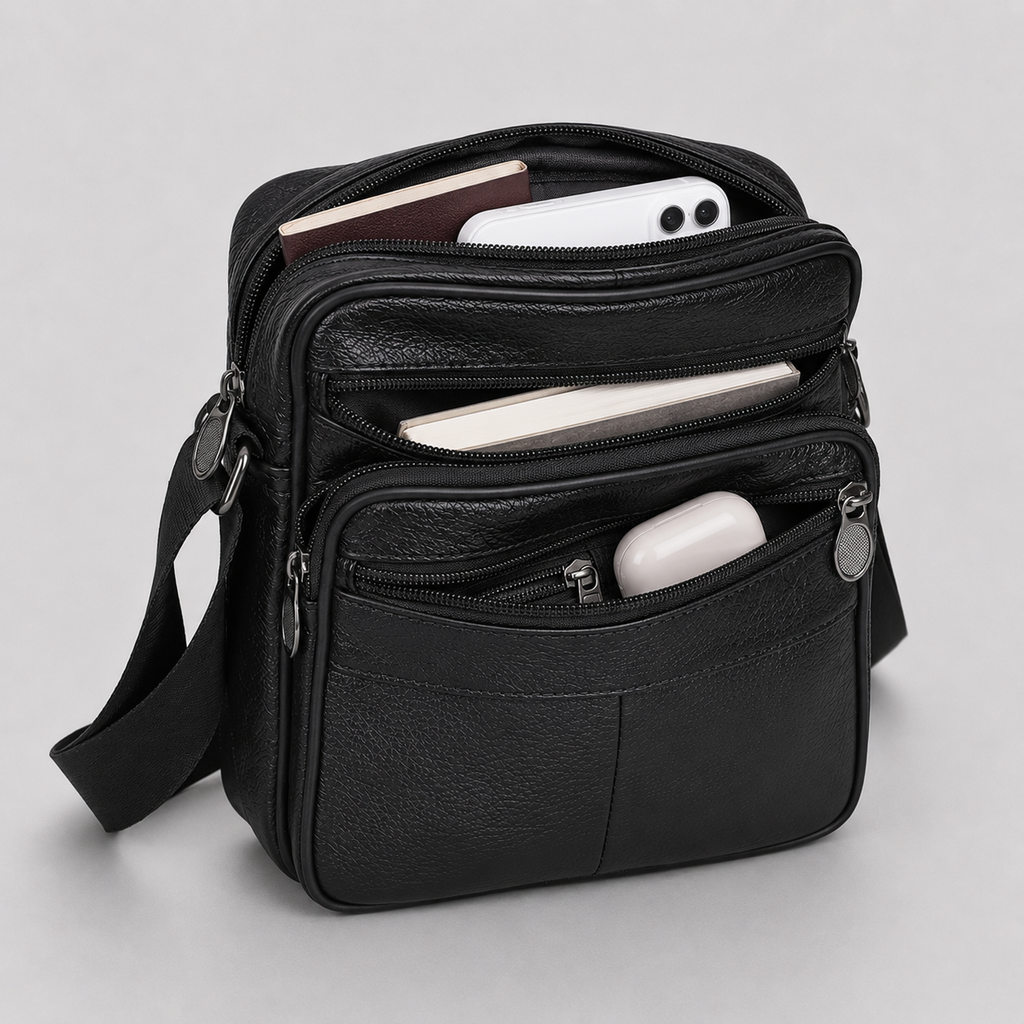 Sac porté épaule en cuir compact structuré style sobre et élégant homme – Auxerre