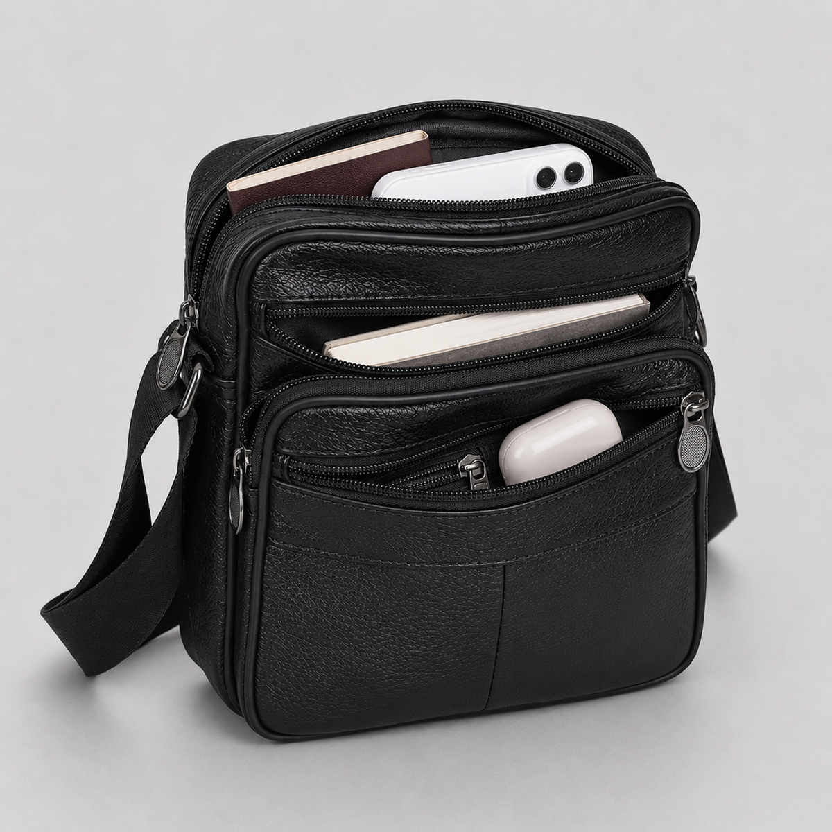 Sac porté épaule en cuir compact structuré style sobre et élégant homme – Auxerre