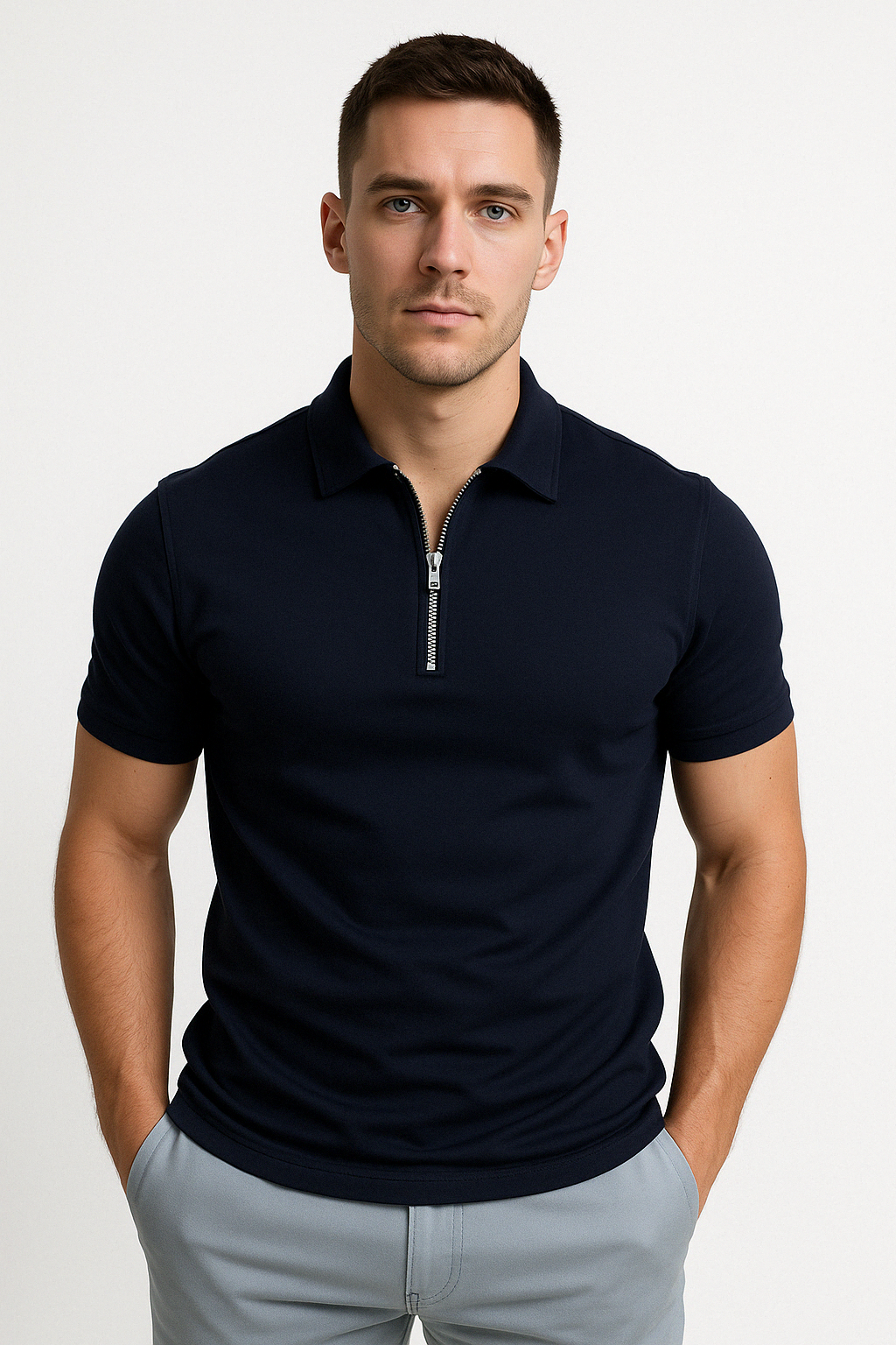 Polo col zippé coupe ajustée
