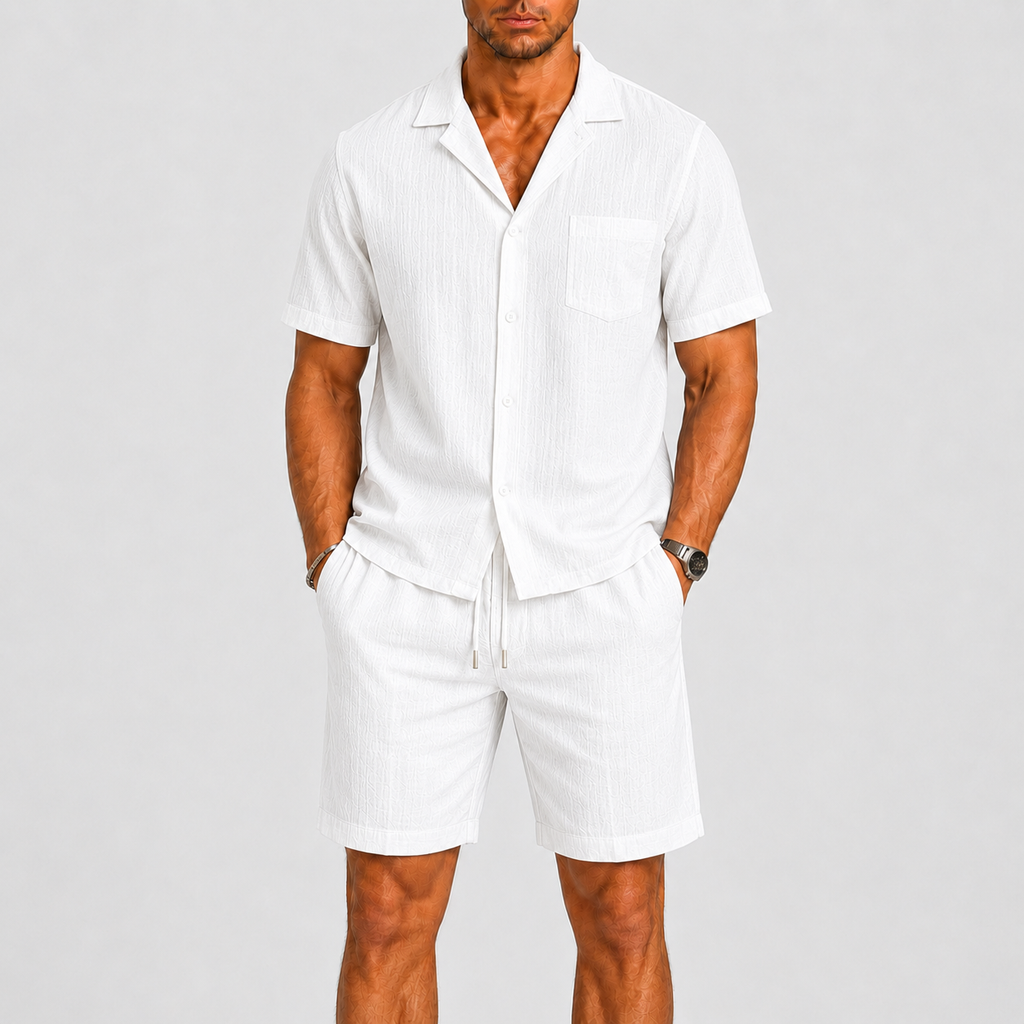 Ensemble d'été deux pièces chemise à manches courtes et short légers homme – Sainte-Foy-la-Grande