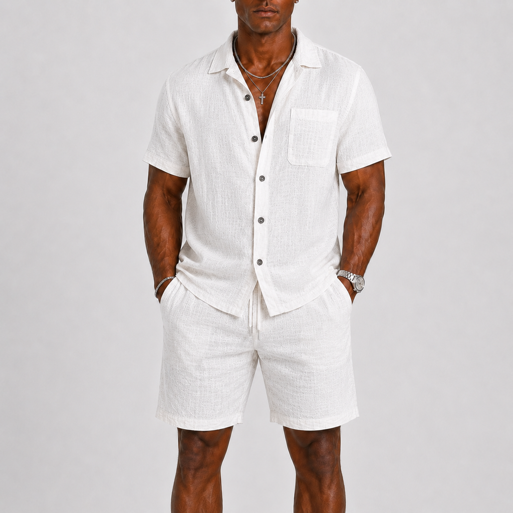 Ensemble d'été en lin chemise ample et pantalon au style intemporel homme – Rome