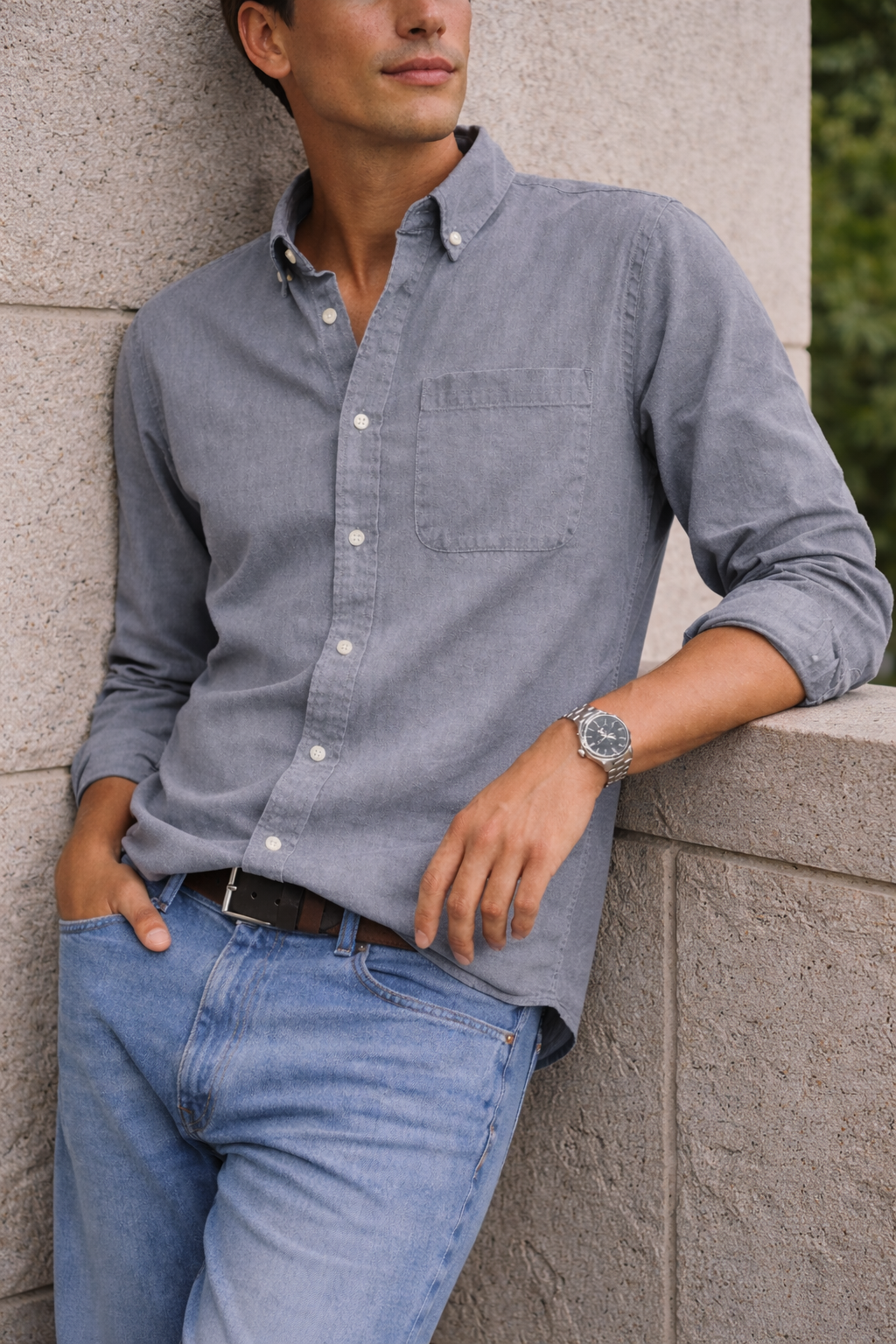 Chemise en coton à col boutonné coupe décontractée chic homme – Carnac