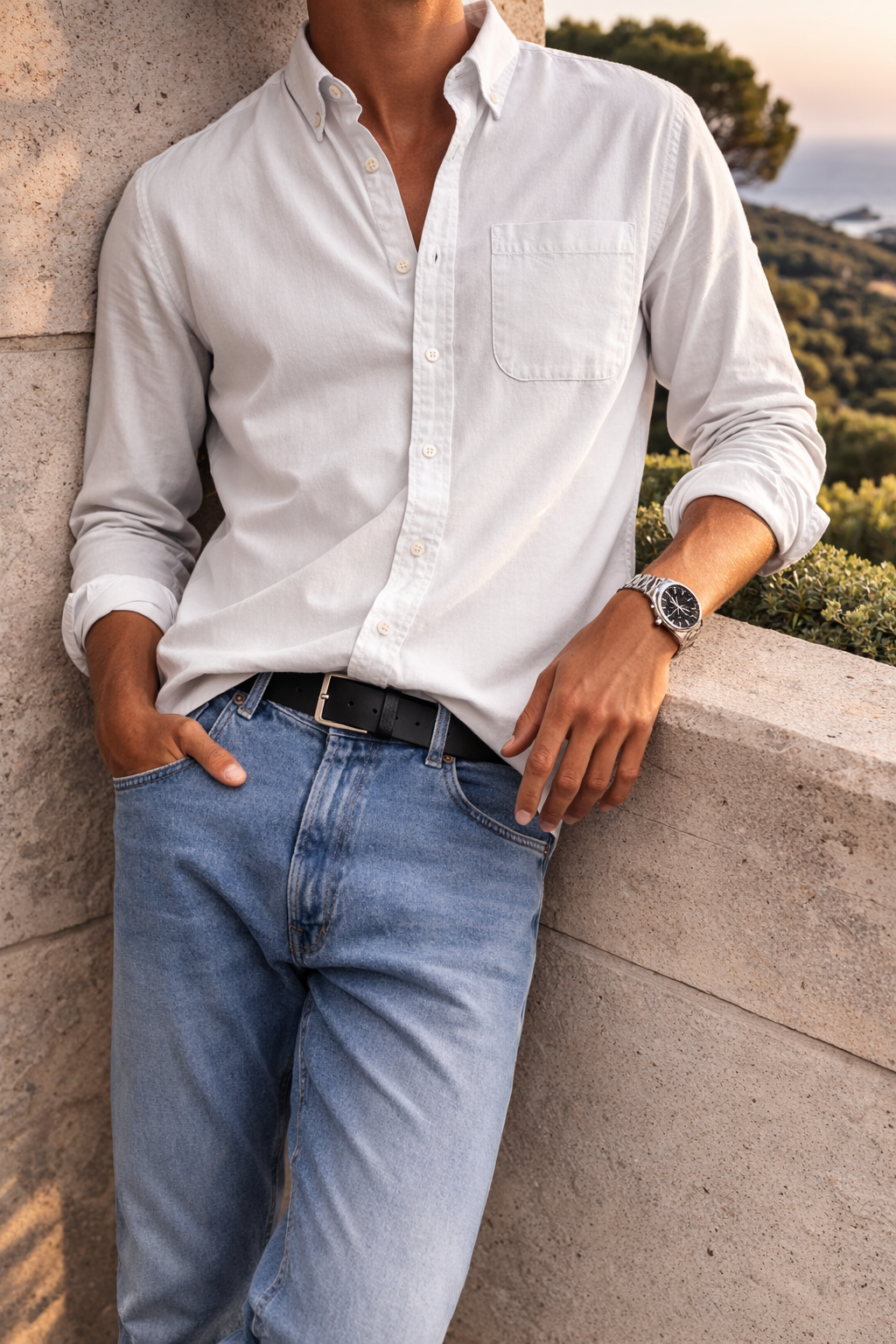 Chemise en coton à col boutonné coupe décontractée chic homme – Carnac