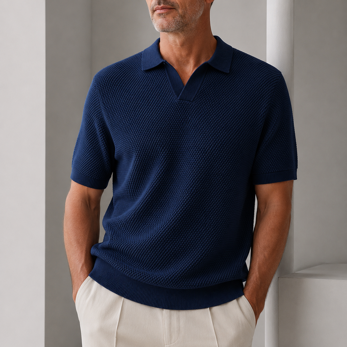 Polo ajusté à texture tissée