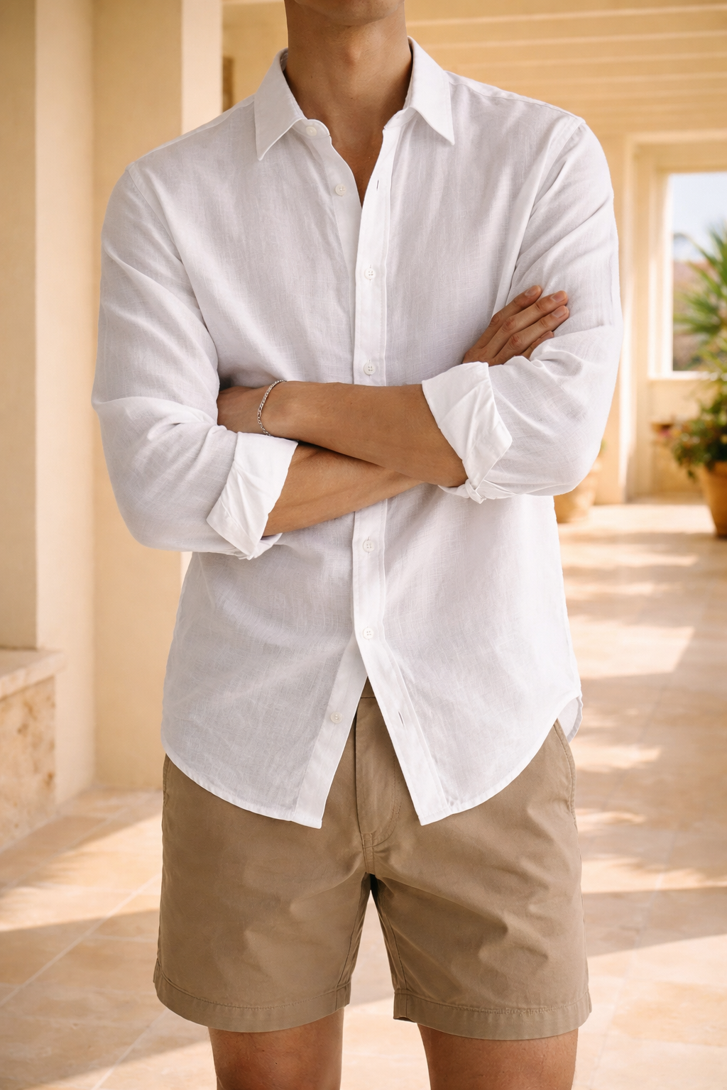 Chemise en lin boutonnée coupe décontractée smart casual homme – Cany