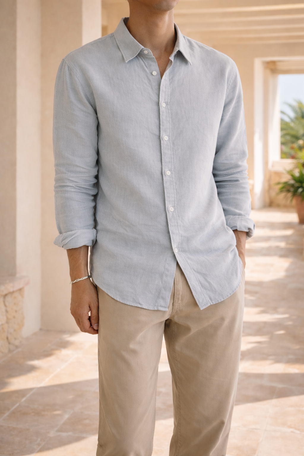 Chemise en lin boutonnée coupe décontractée smart casual homme – Cany