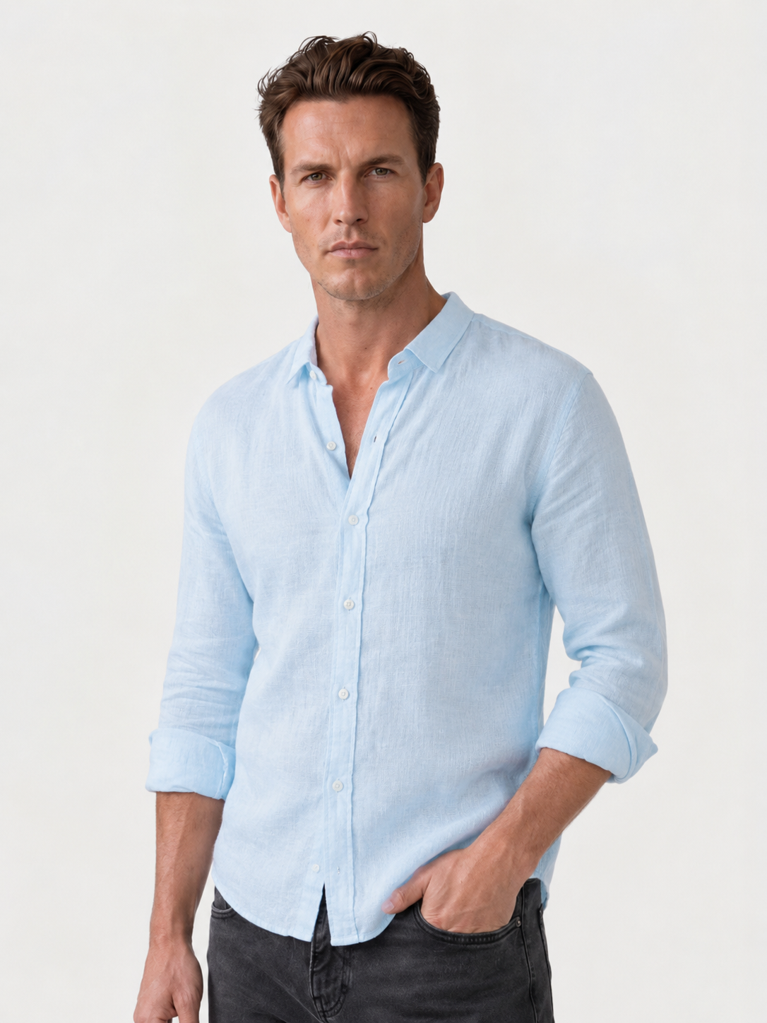 Chemise légère aspect lin coupe ajustée
