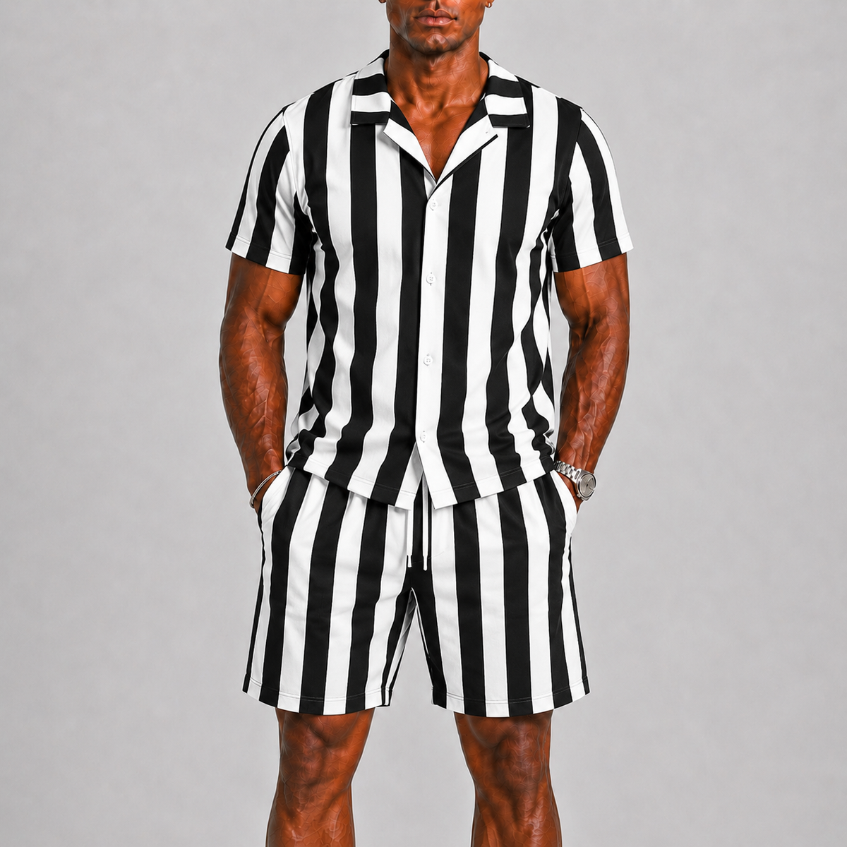 Ensemble T-shirt et short rayé manches courtes homme – Capbreton