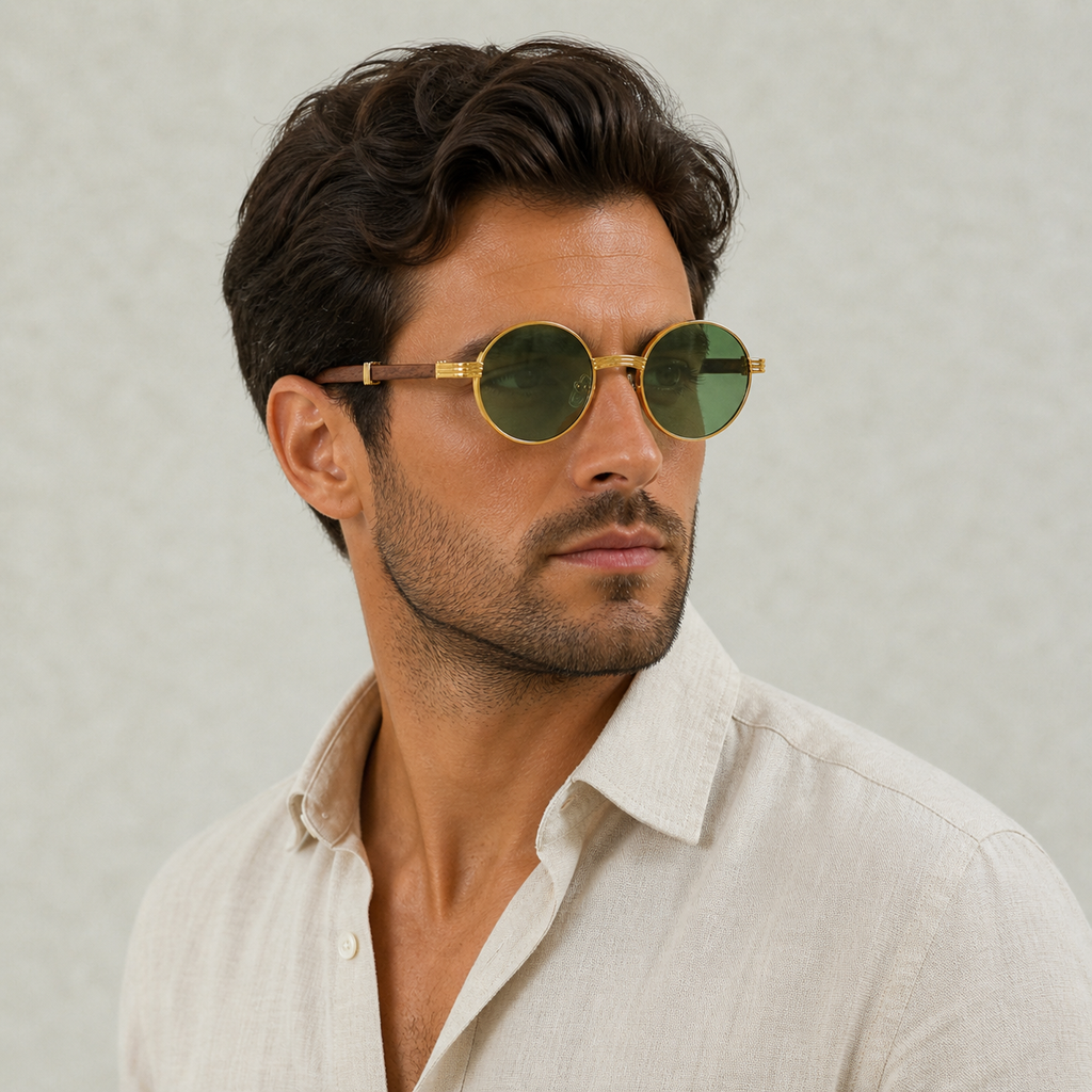 Lunettes de soleil rondes monture métallique style sobre et élégant homme – Mâcon