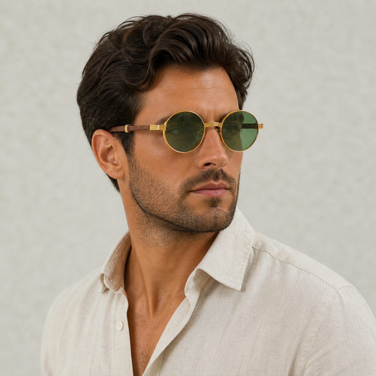 Lunettes de soleil rondes monture métallique style sobre et élégant homme – Mâcon