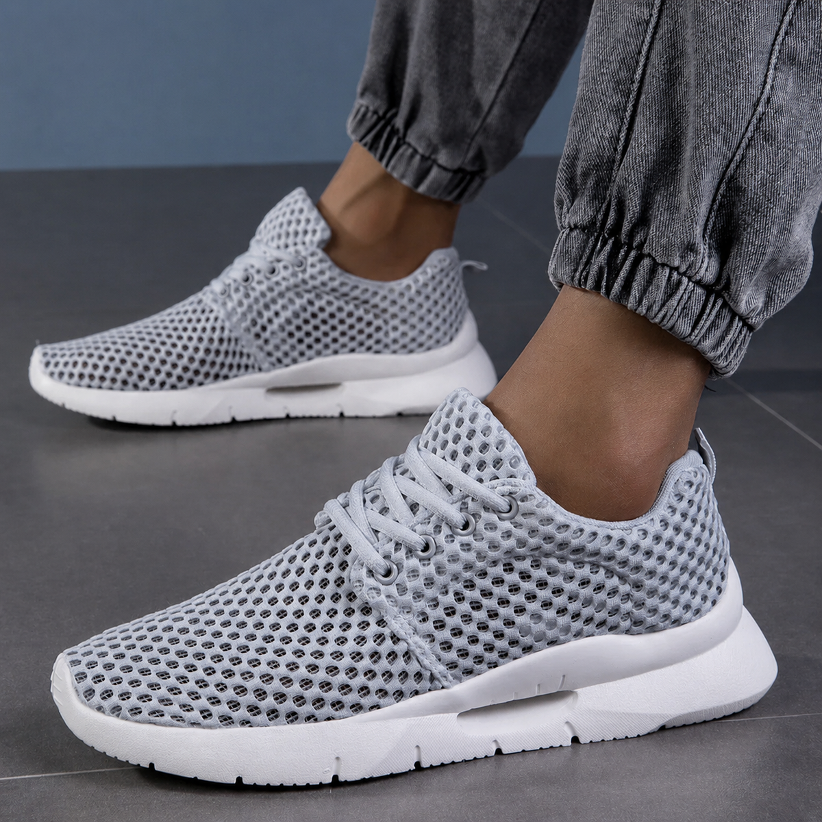 Baskets en maille aérée à lacets