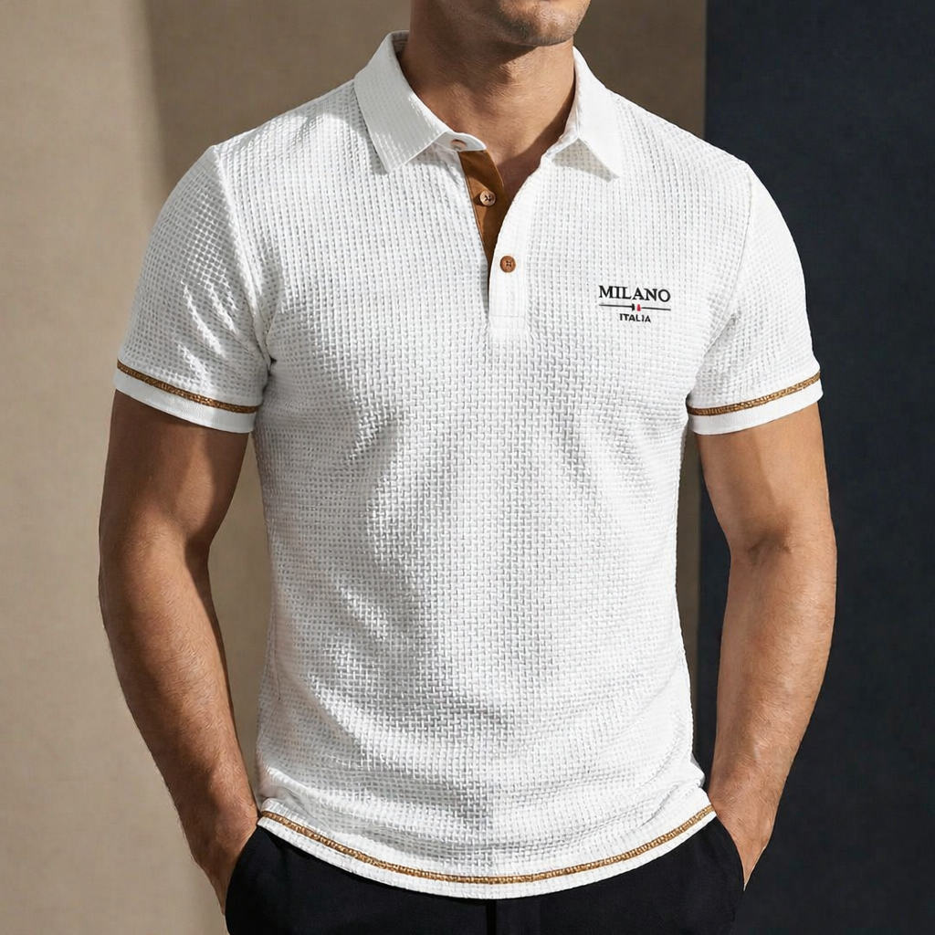 Polo jacquard texturé à col structuré