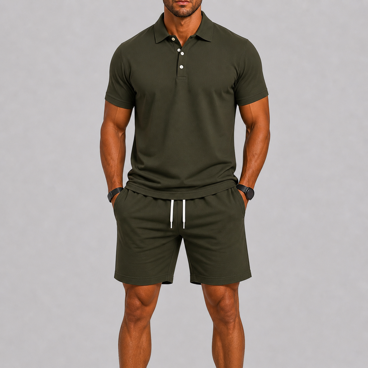 Ensemble sport haut et short pour l'été au style intemporel homme – Vert