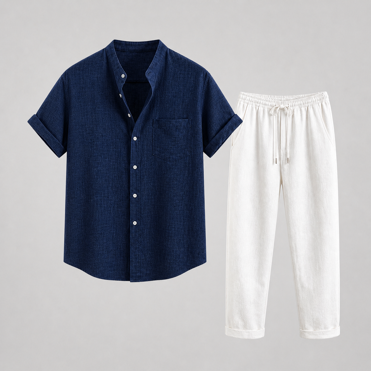 Ensemble chemise manches courtes et pantalon droit en lin homme – Lauriston