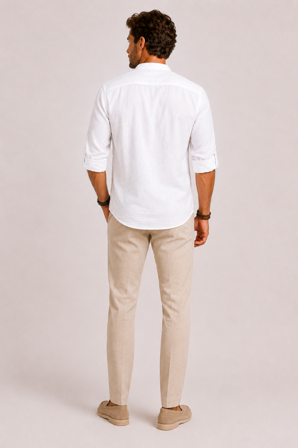 Chemise en lin col montant ligne minimaliste homme – Bonaparte