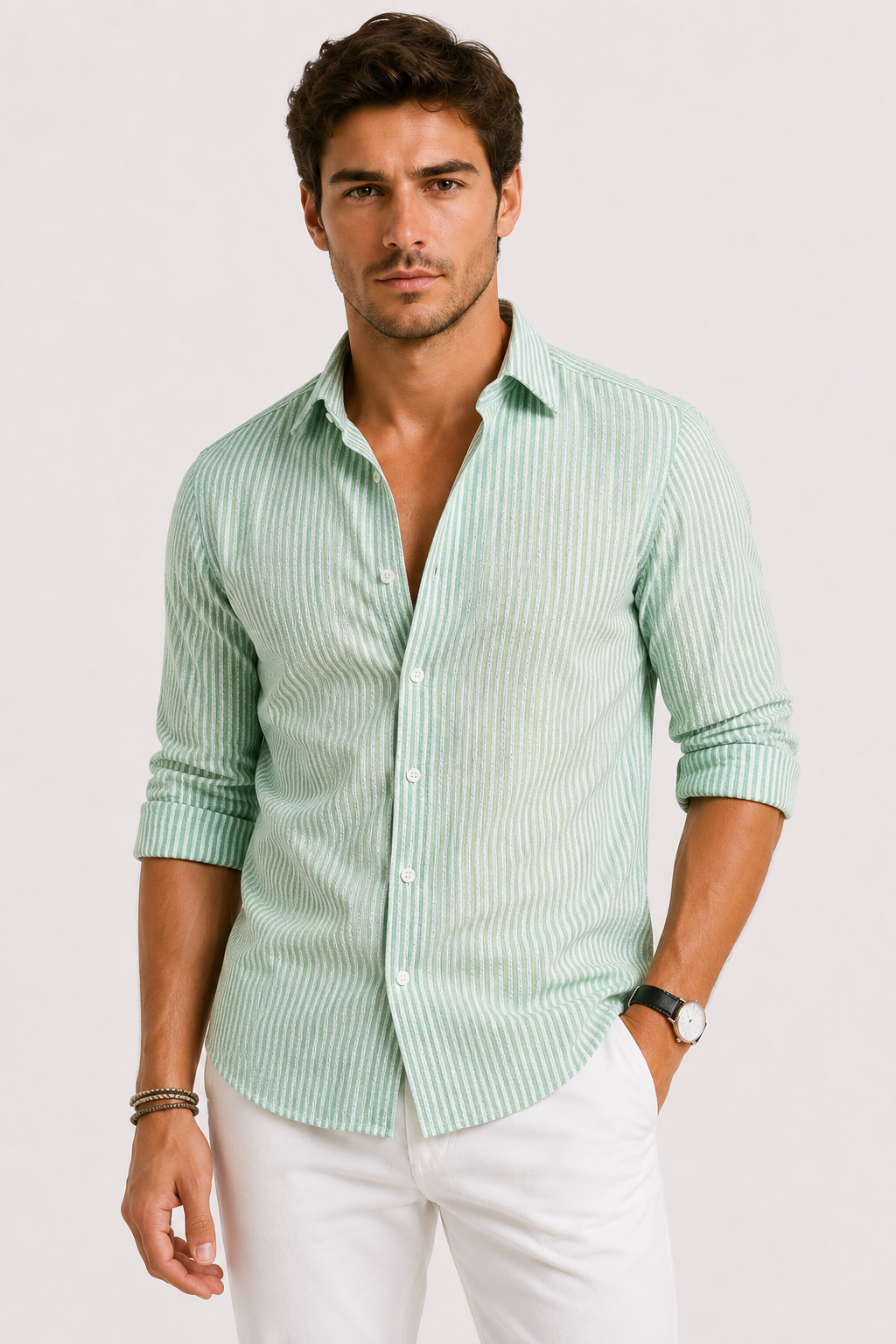Chemise slim à fines rayures coupe nette pour le travail homme – Luc-sur-Mer