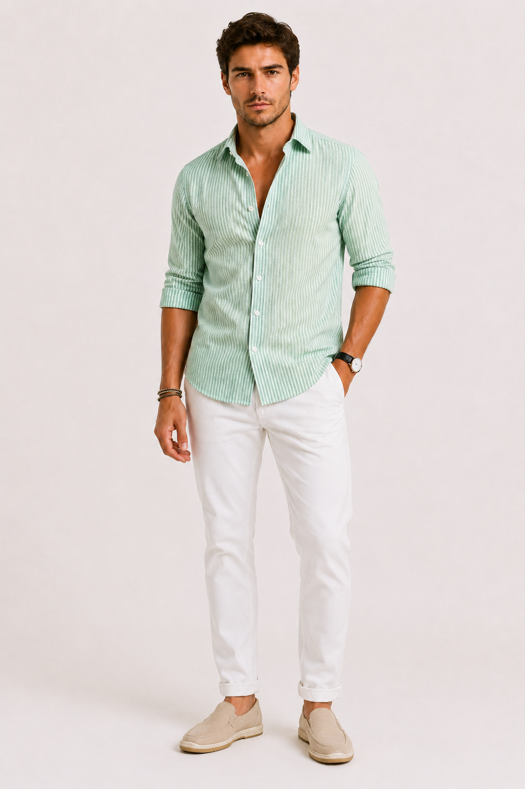 Chemise slim à fines rayures coupe nette pour le travail homme – Luc-sur-Mer