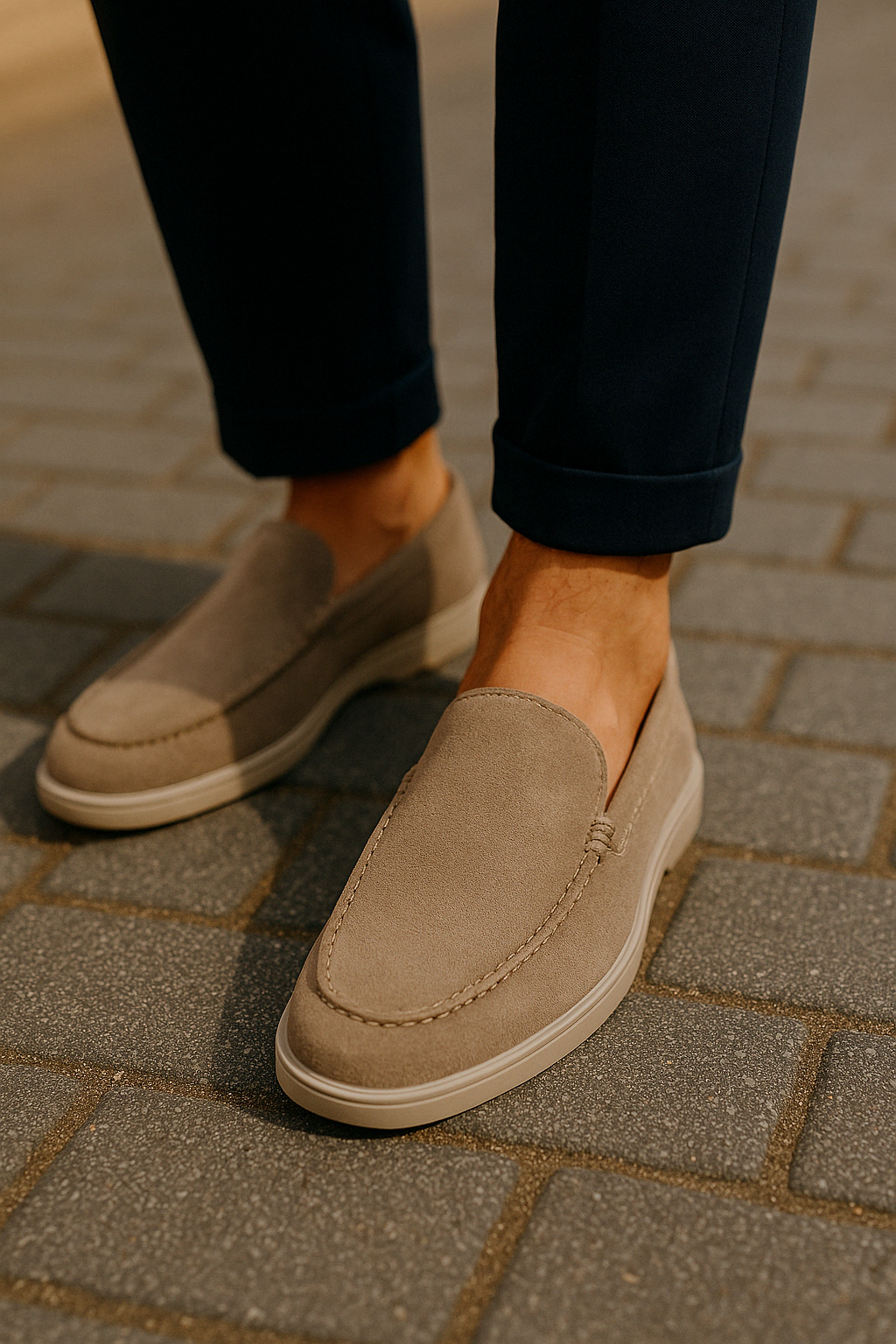 Mocassins en daim élégants à enfiler semelle fine homme – Vitré