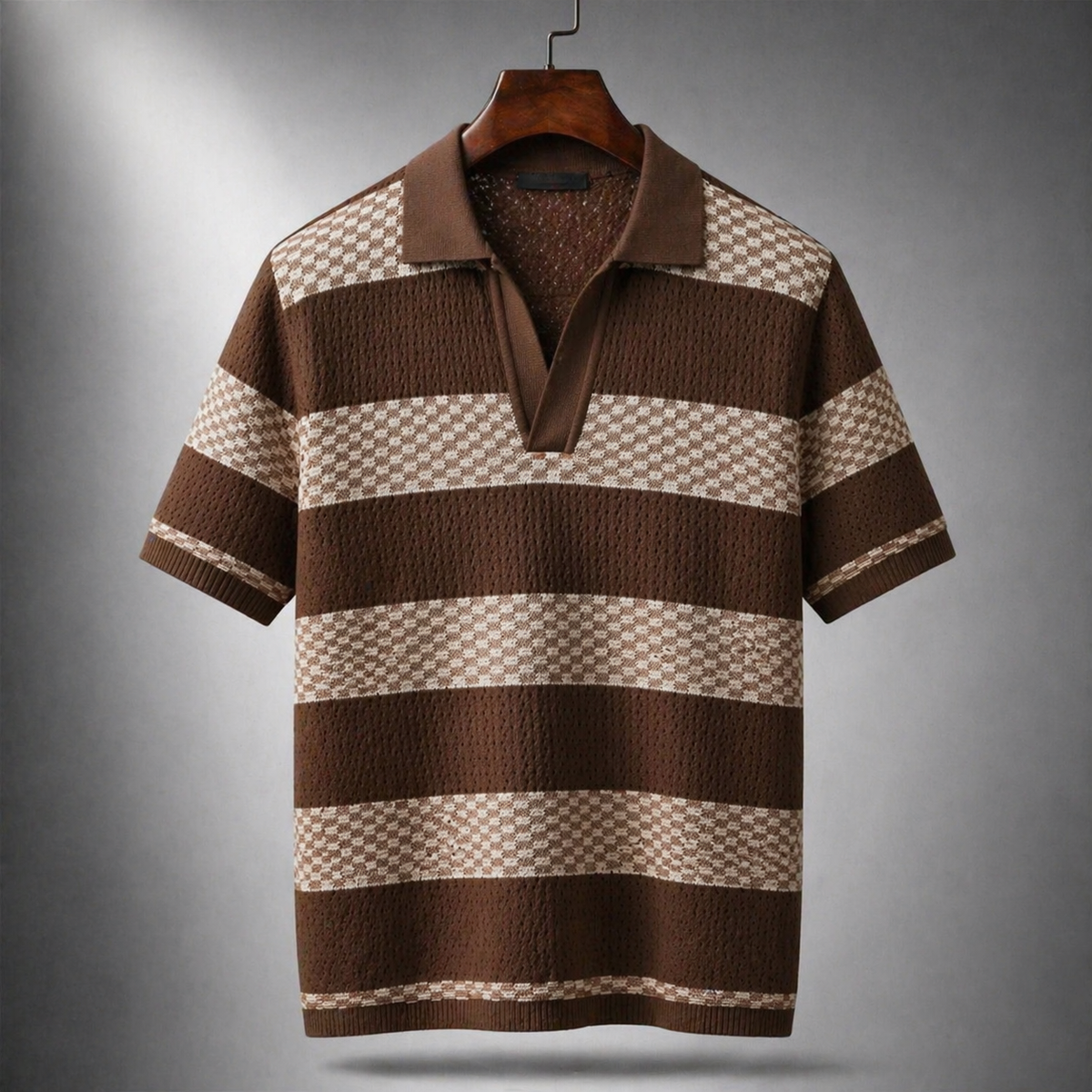 Polo en maille texturée à rayures
