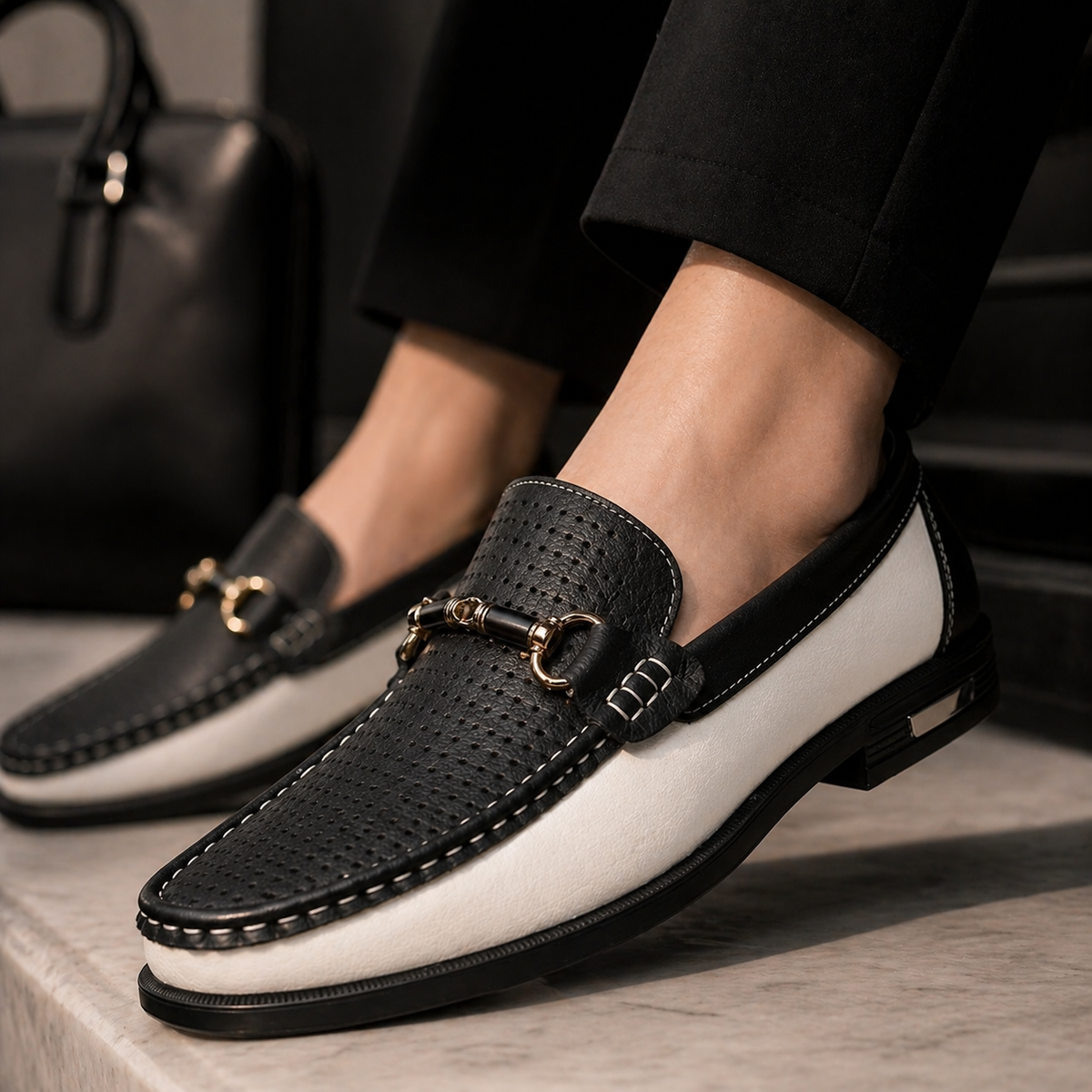 Mocassins perforés à enfiler