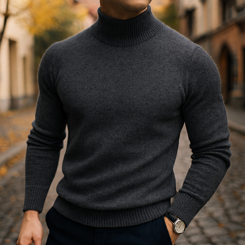 Pull col cheminée maille fine