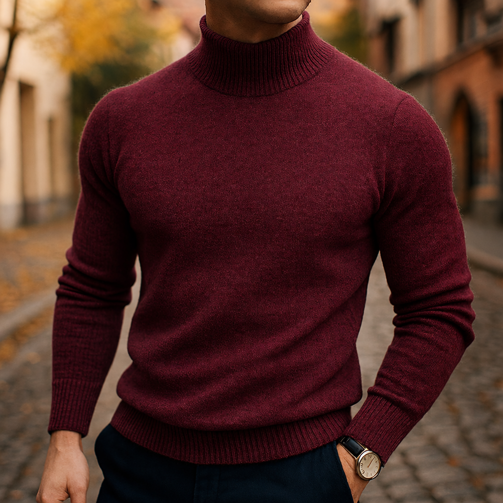 Pull col cheminée maille fine