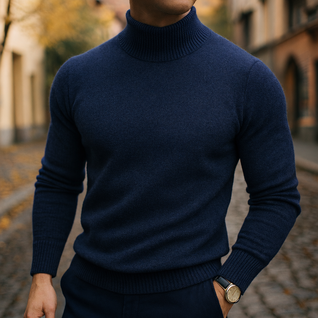 Pull col cheminée maille fine