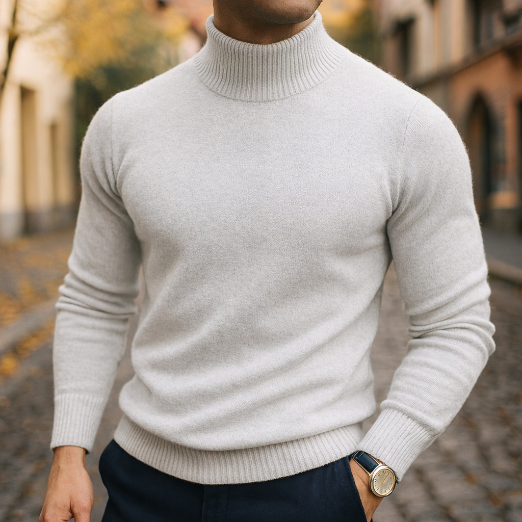 Pull col cheminée maille fine