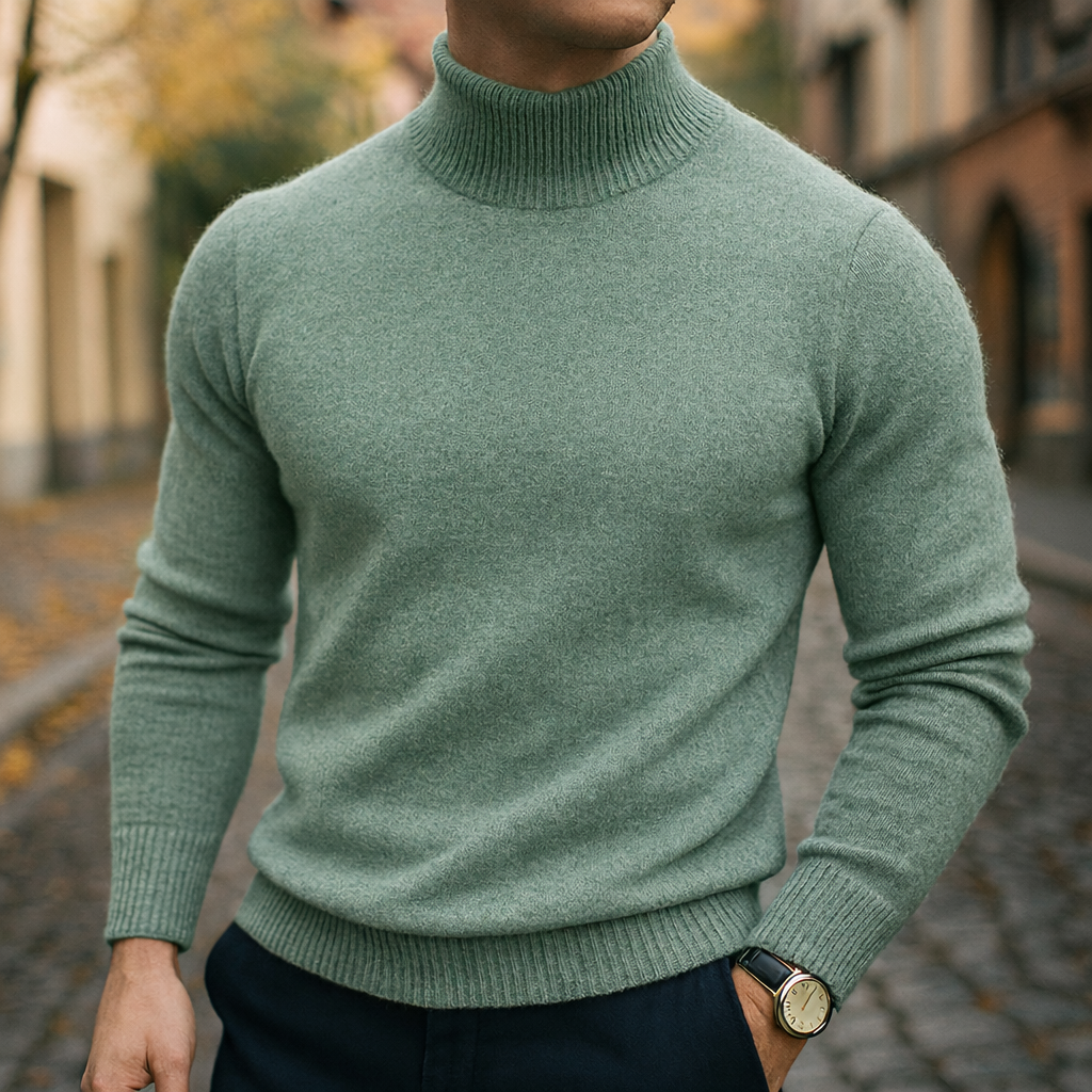 Pull col cheminée maille fine