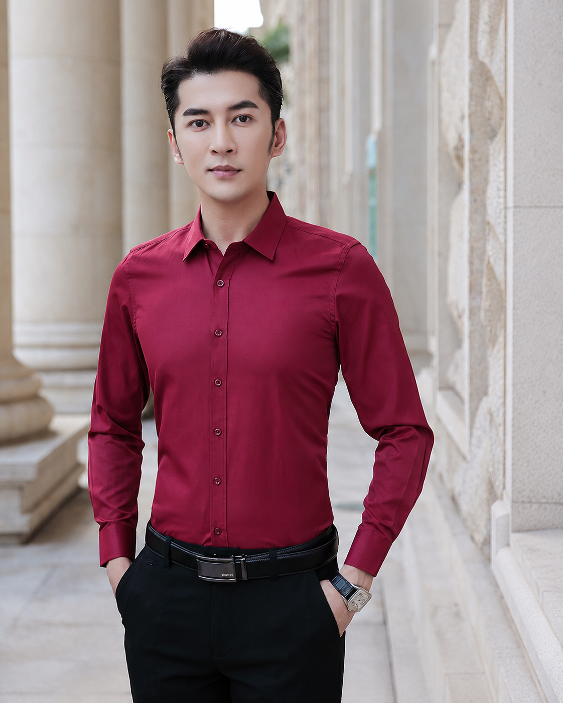 Chemise habillée unie à col structuré