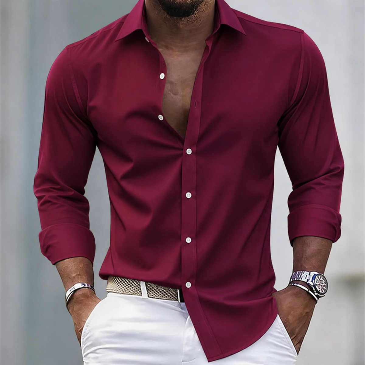 Chemise habillée unie à manches longues