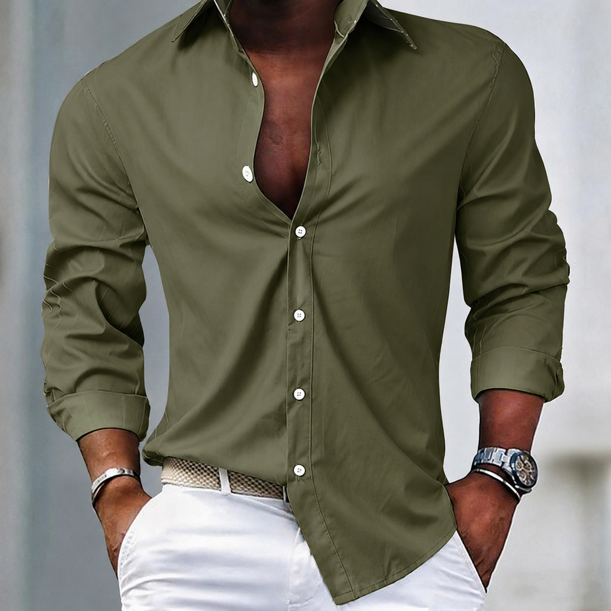 Chemise habillée unie à manches longues