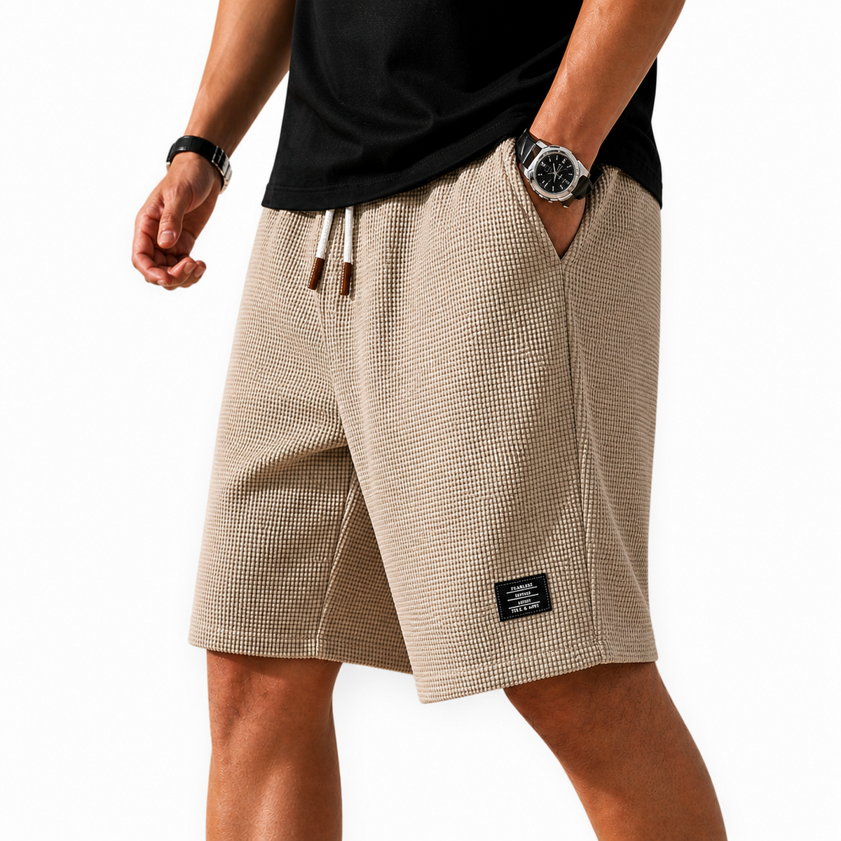 Short décontracté à taille élastique et cordon