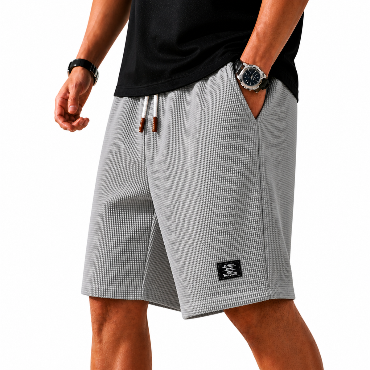 Short décontracté à taille élastique et cordon