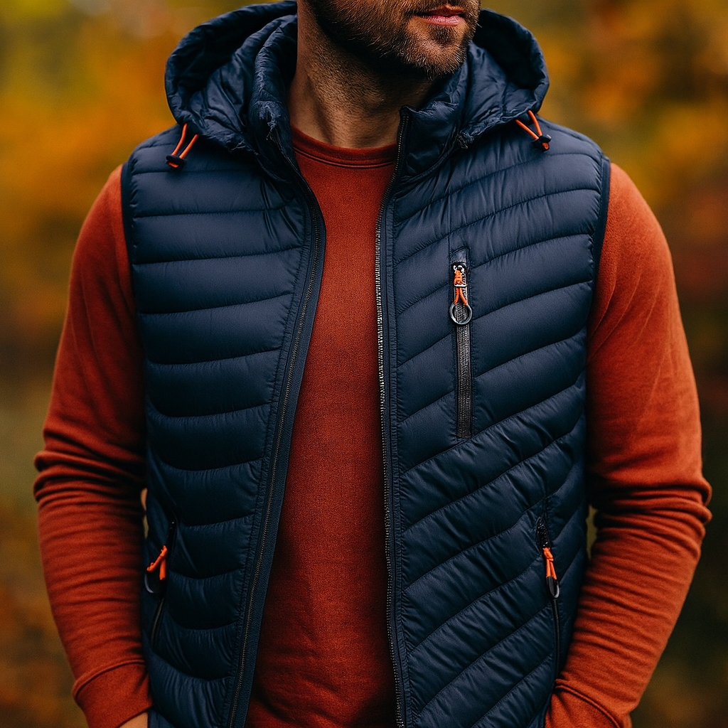 Gilet rembourré sans manches à capuche