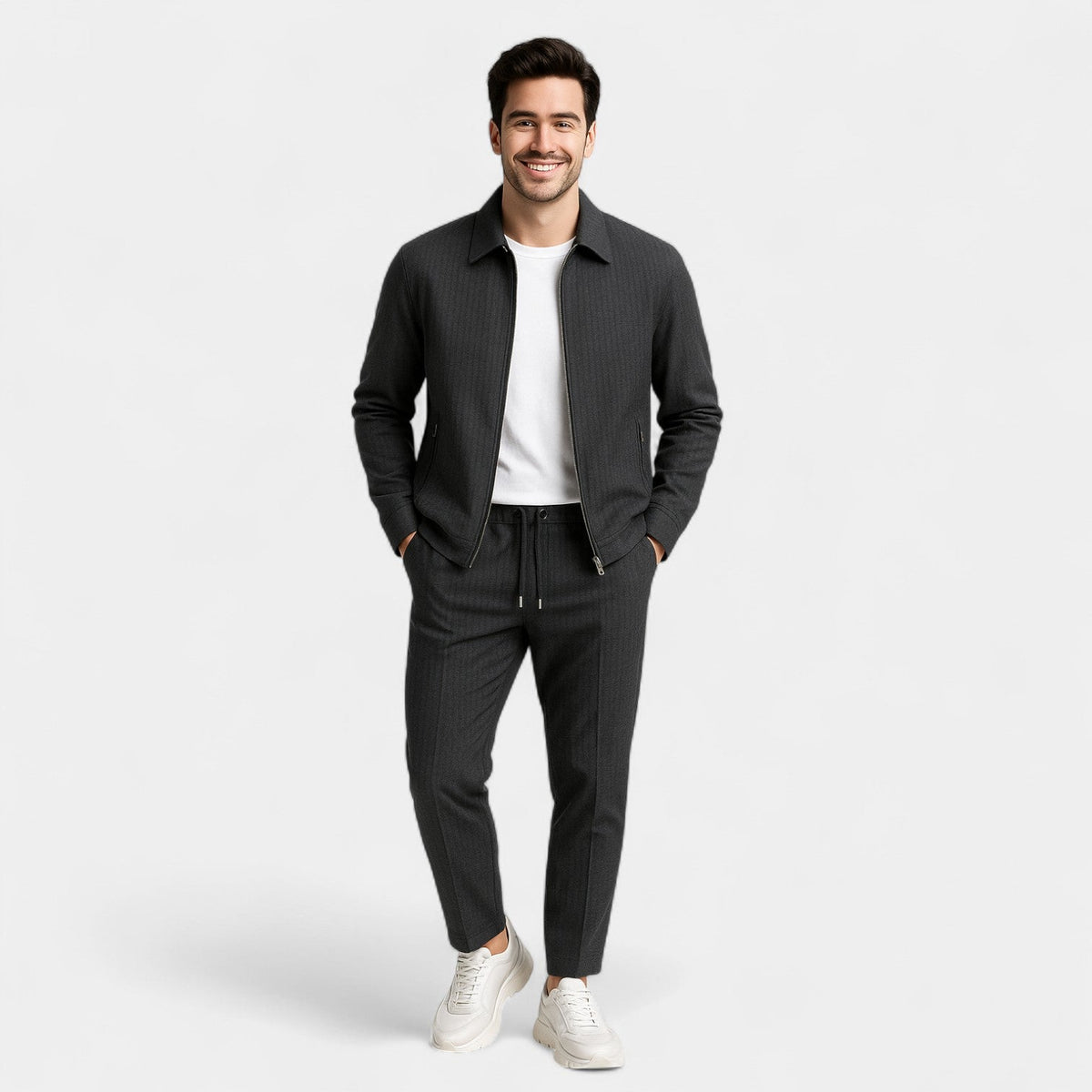 Ensemble veste zippée et pantalon slim coupe ajustée homme – Barneville