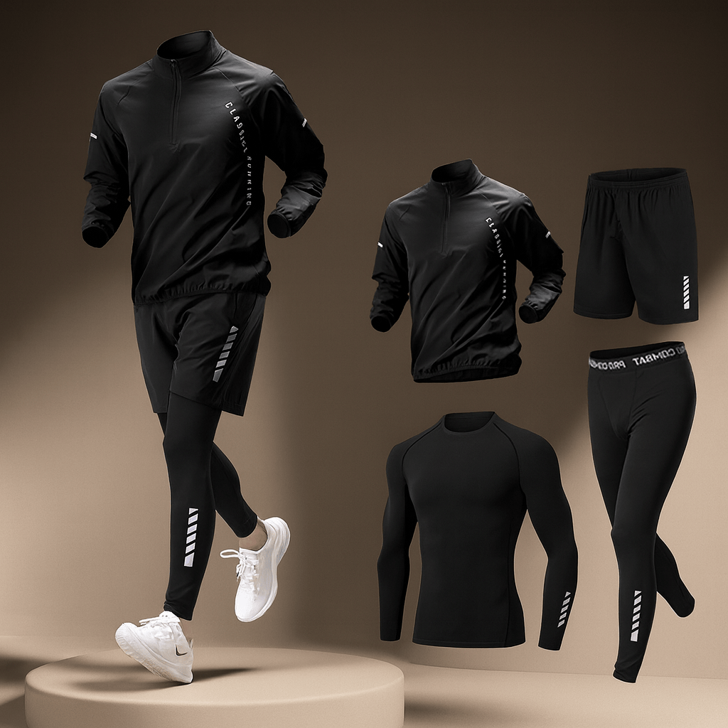 Ensemble de running demi-zip short et collant